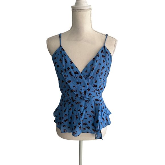 PARKER Blue Floral Side Zip Tank Top Blouse Size Small - Picture 5 of 6